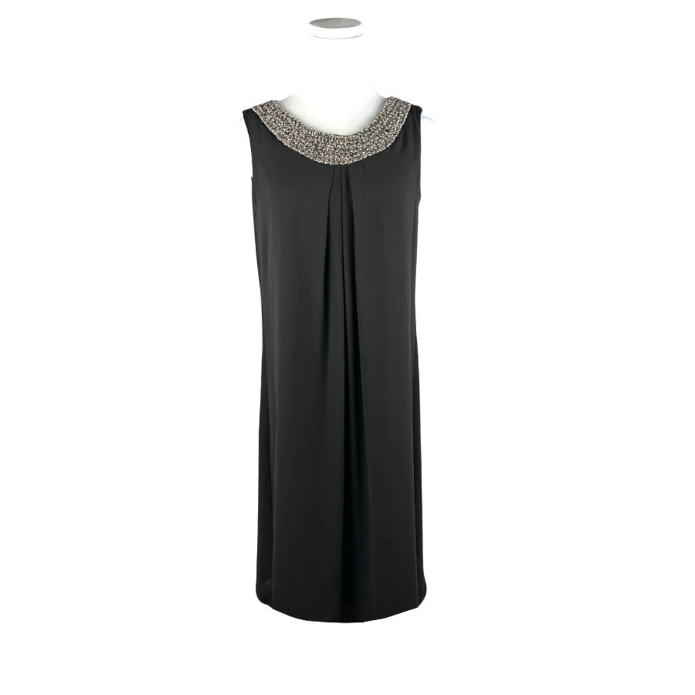 Joseph Ribkoff Dress‎ Women 2 Beaded Neckline Black Chiffon Lined Sheath